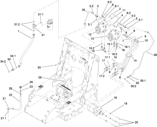 drive pumps and hydraulic motor for toro dingo 525 narrow track model 22323 made in 2010