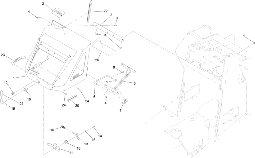 parts for a hood for a toro dingo 1000