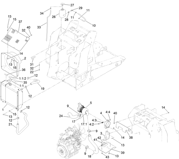 toro dingo tx 1000 radiator and oil cooler