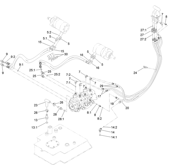 toro dingo tx 1000 pump to motor hydraulic hoses