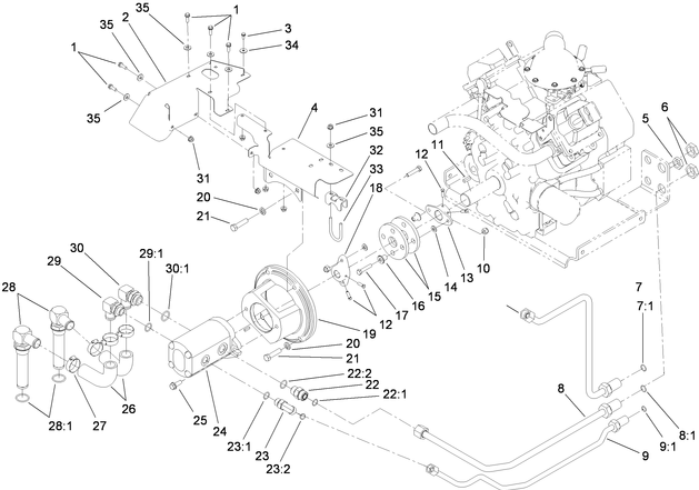 toro dingo tx 427 hydraulic dual pump diagram for model 22321 and 22322