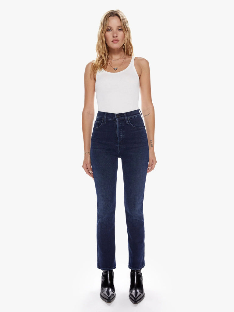 MOTHER The Hustler High Waist Fray Hem Ankle Bootcut Jeans