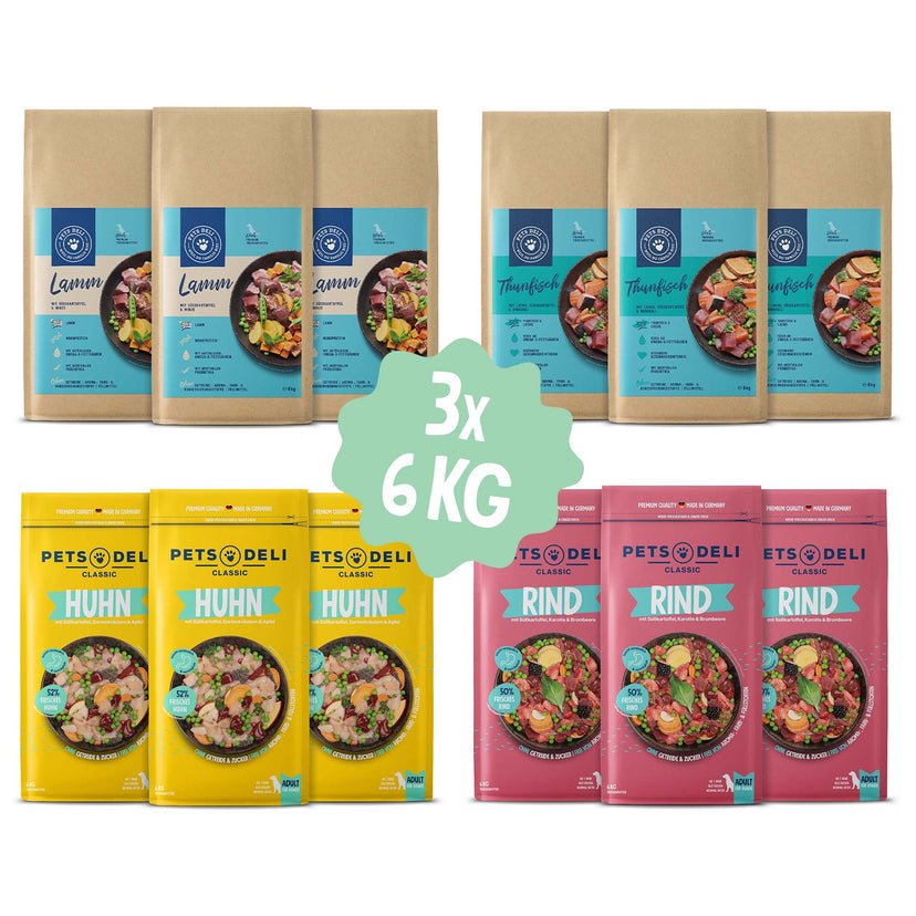 Trockenfutter Super Sparpaket 3x6kg sortenrein für Hunde