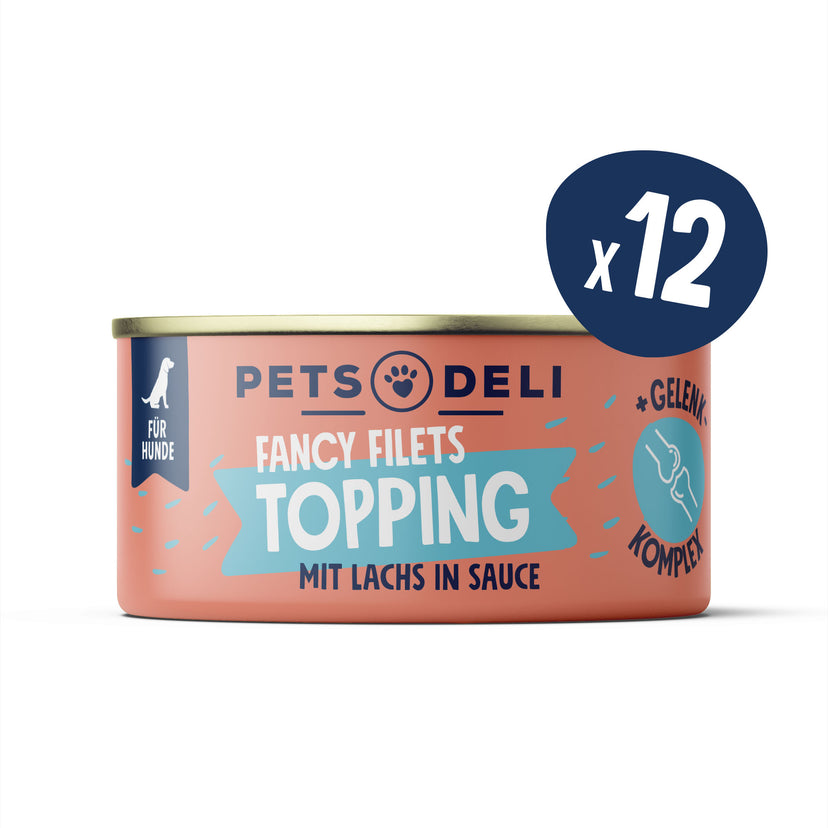 Fancy Filets Topping mit Huhn & Lachs in Soße für Hunde -12x70g