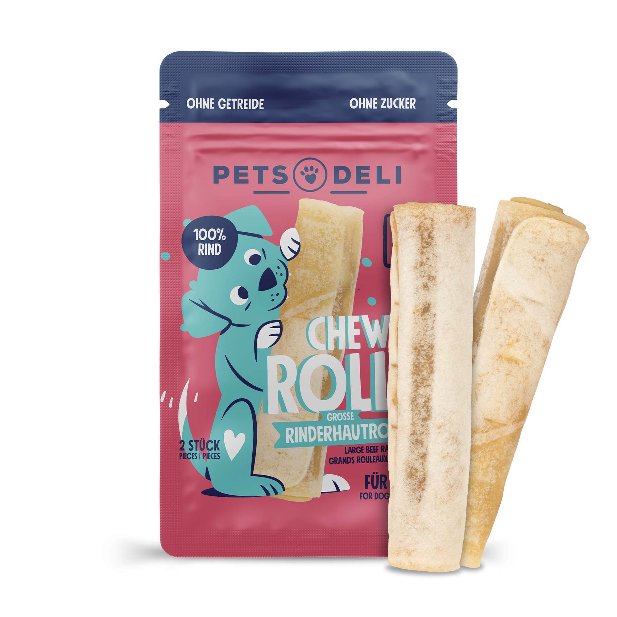 Snacks "Chewy Rolls" Rinderhautrollen (groß) für Hunde