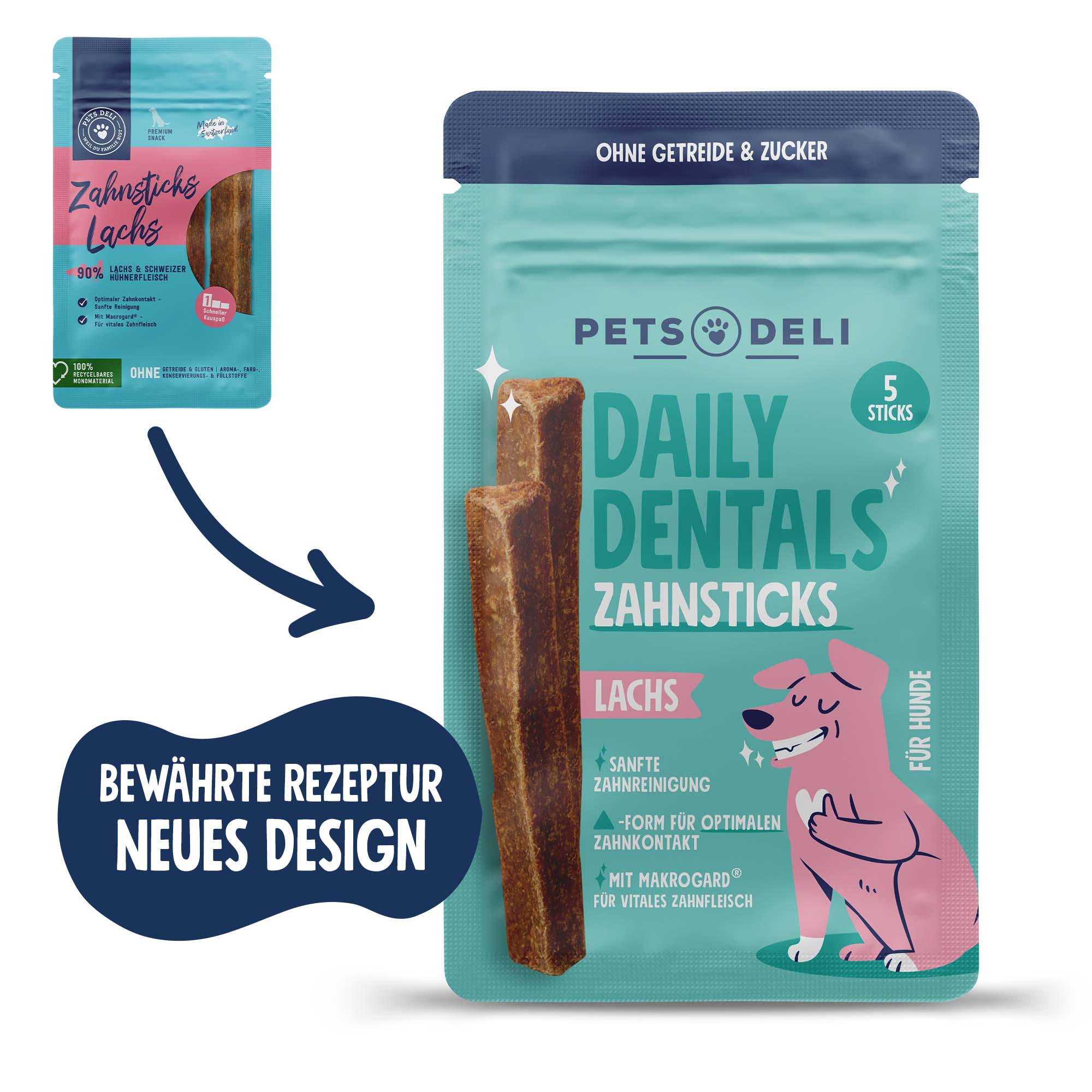 Snack Zahnsticks Lachs für Hunde