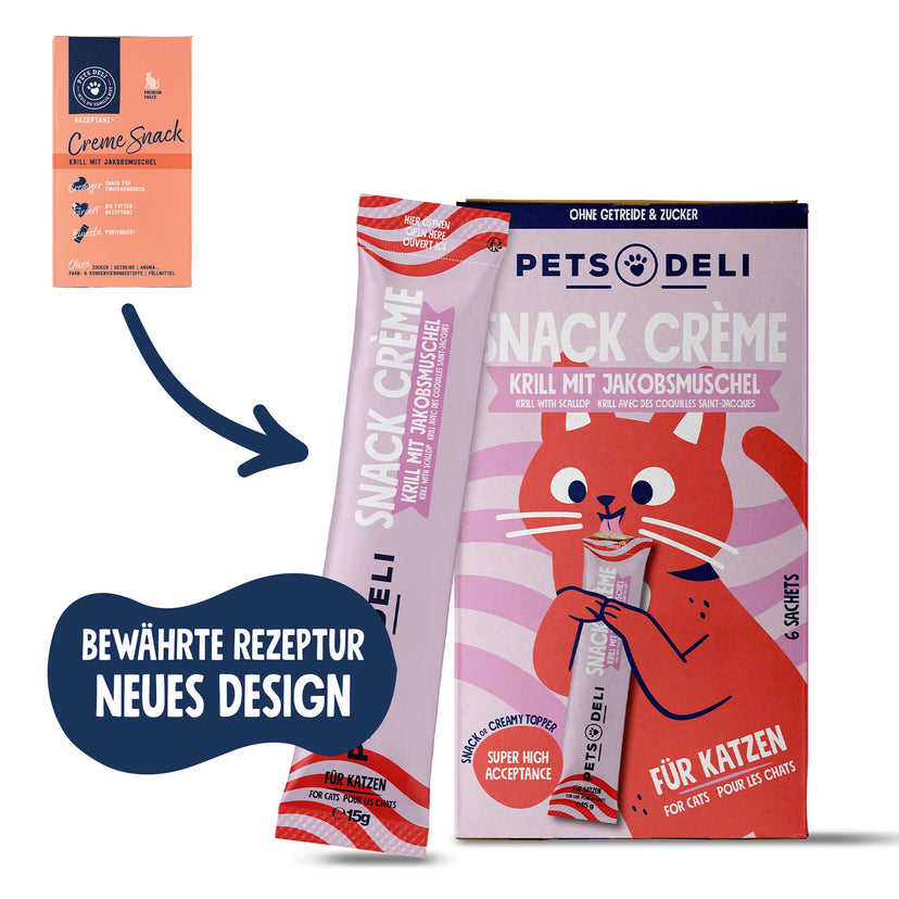 Akzeptanz Creme Snack Krill mit Jakobsmuschel für Katzen