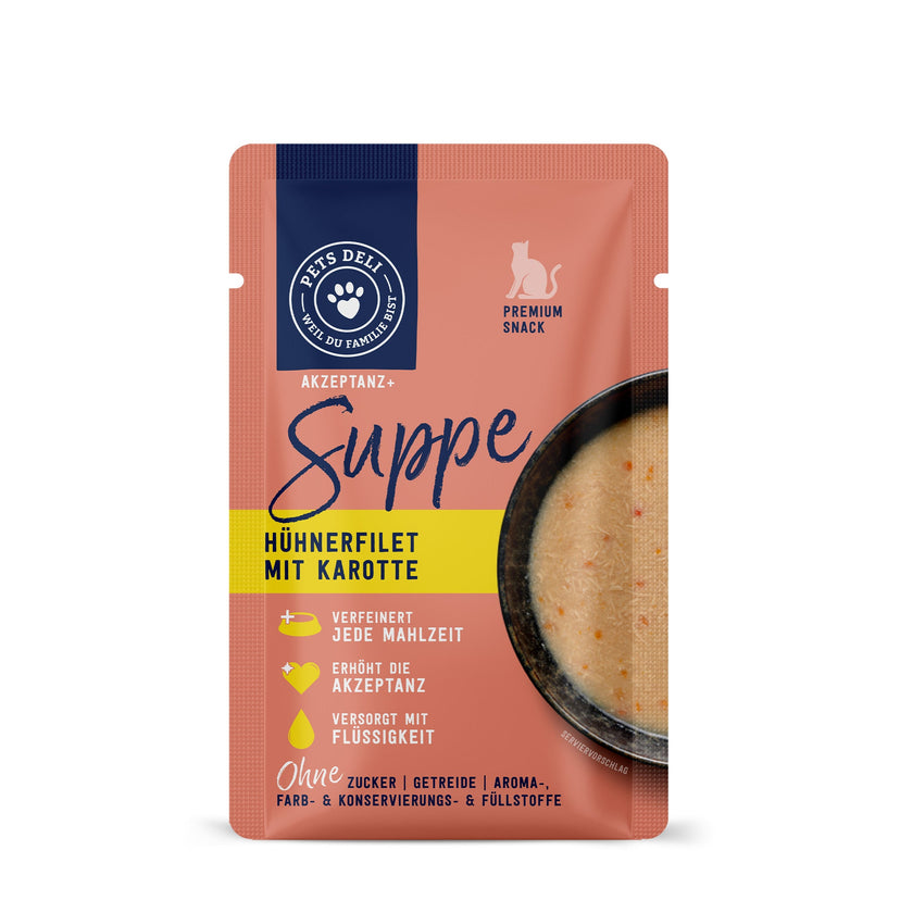 Snack Suppe Huhn mit Karotte für Katzen