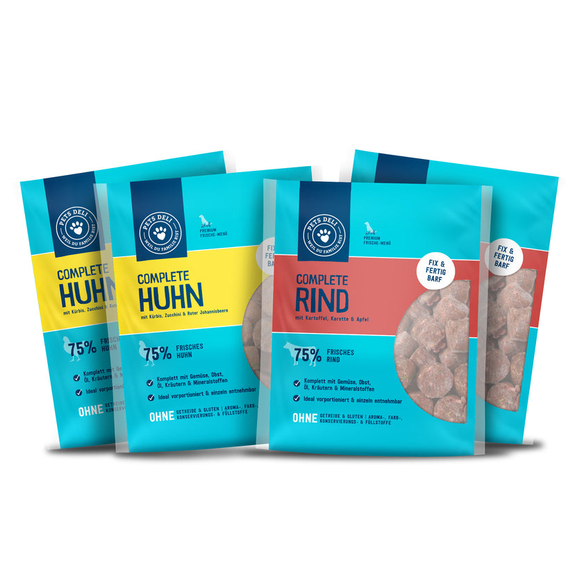 Frische-Menü Complete Paket Rind & Huhn für Hunde