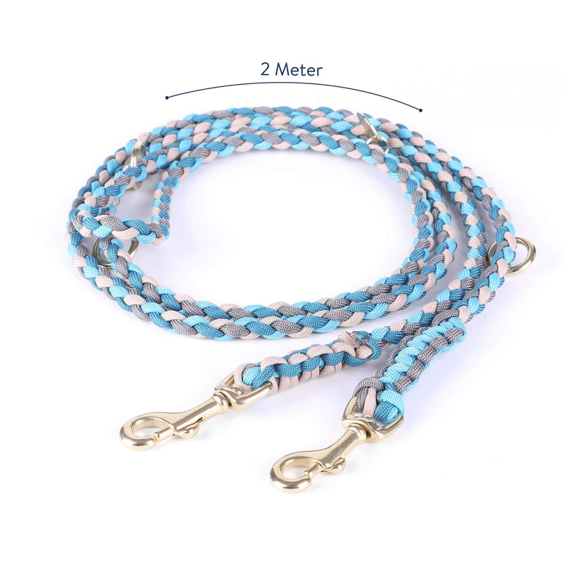 Zubehör Halsband Leinen Set Biothane Dunkelgrau/Blau für Hunde