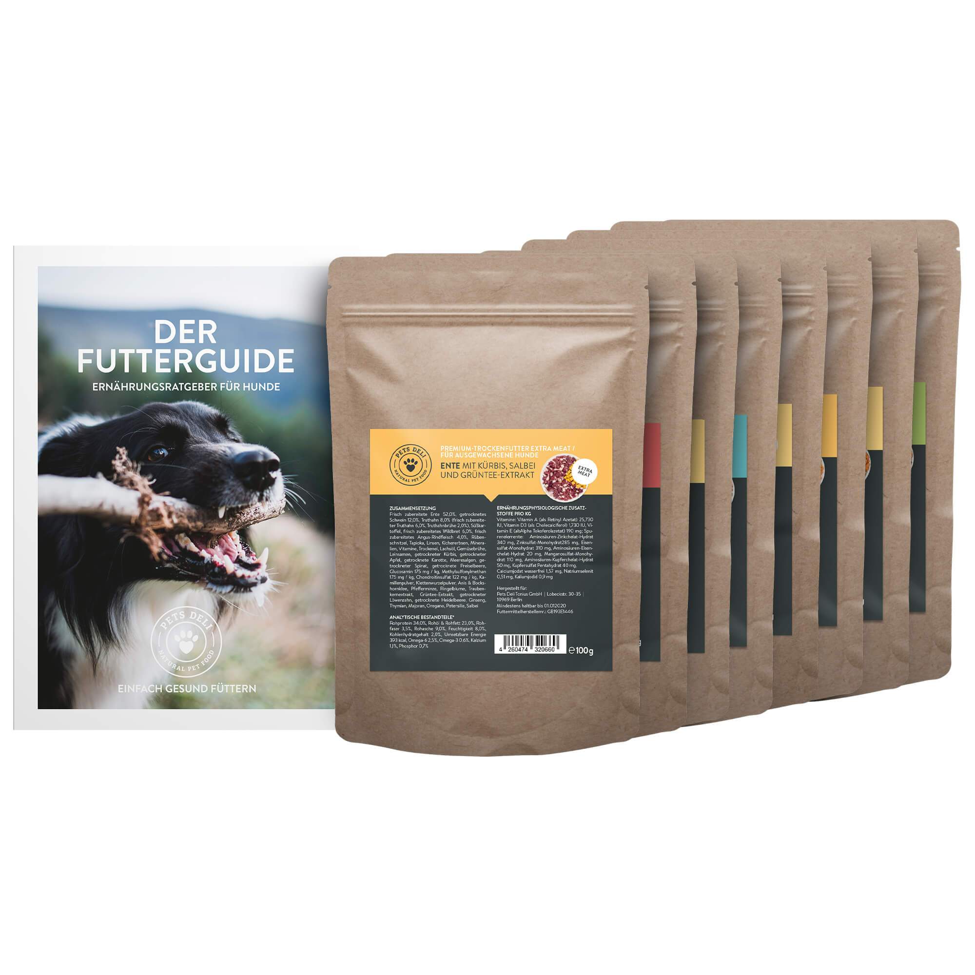 Trockenfutter Probierpaket 8x100g für Hunde inkl. Futterguide - PetsDeli TroFu HunD Probierpaket 2