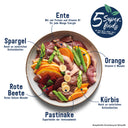 Trockenfutter Superfood Ente mit Pastinaken, Rote Beete, Orange, Spargel und Kürbis für Hunde