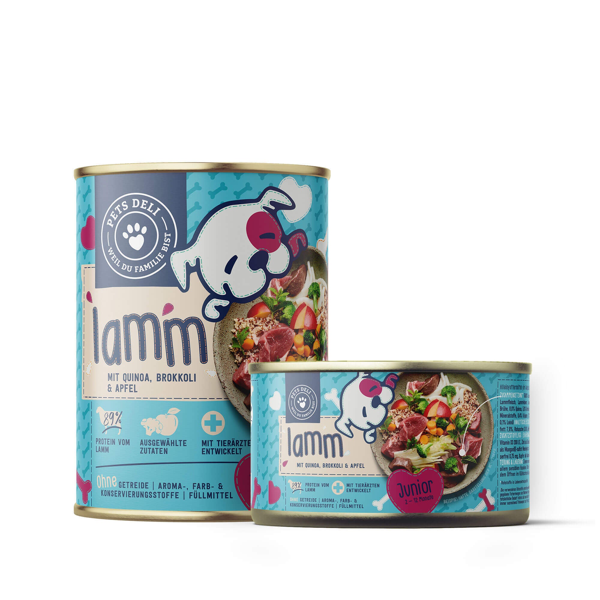 Nassfutter Junior Lamm mit Quinoa, Brokkoli und Apfel für Hunde