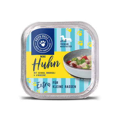 Nassfutter Mini Huhn mit Quinoa, Brokkoli, Himbeere und Rucola für Hunde