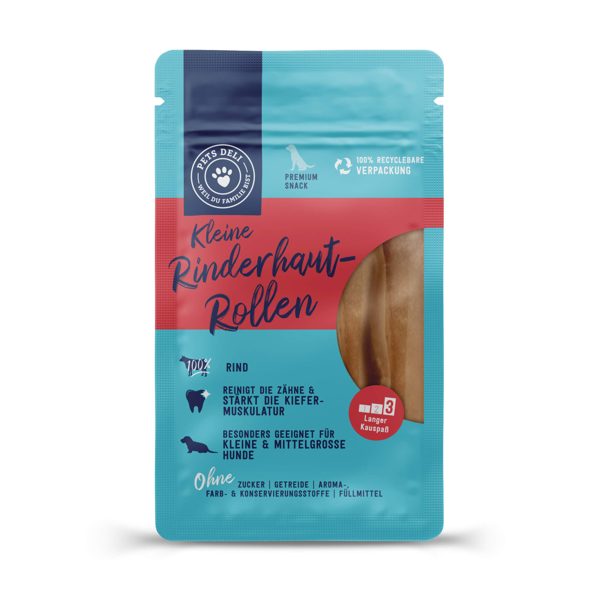 Snack Kausnack Kaurolle Rinderhaut klein für Hunde