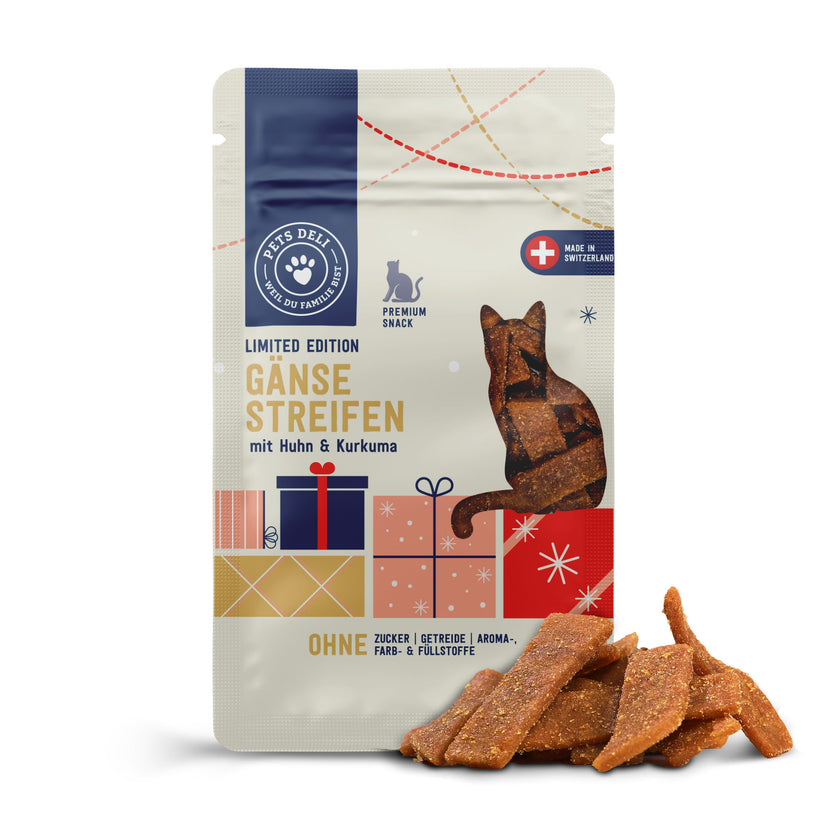 Snack Limited Gänsestreifen mit Huhn & Kurkuma für Katzen - 50g