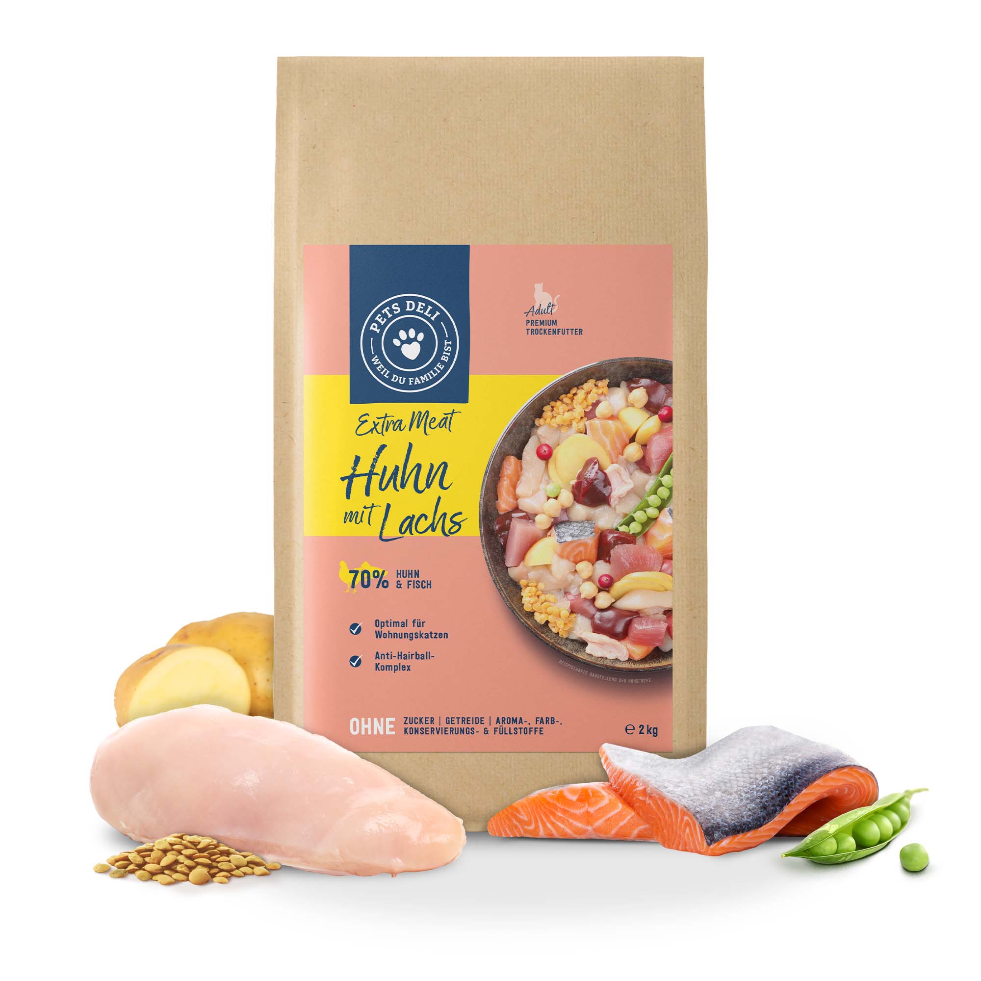 Trockenfutter Extra Meat Huhn mit Lachs für Katzen