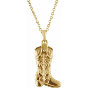 Western Boot 14k Gold Necklace on a 16-18" chain - Hughes Jewelry