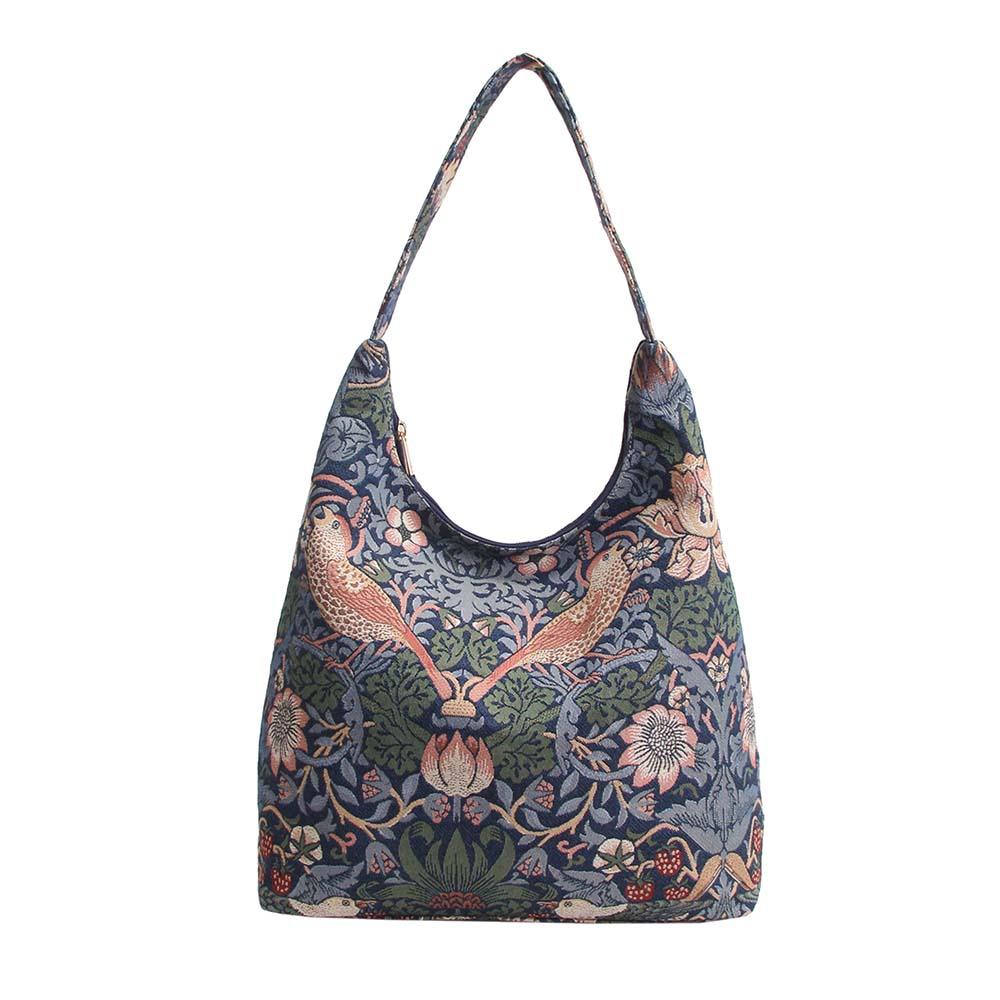 William Morris, Strawberry Thief Blue Hobo Bag | Signaretapestry.com ...