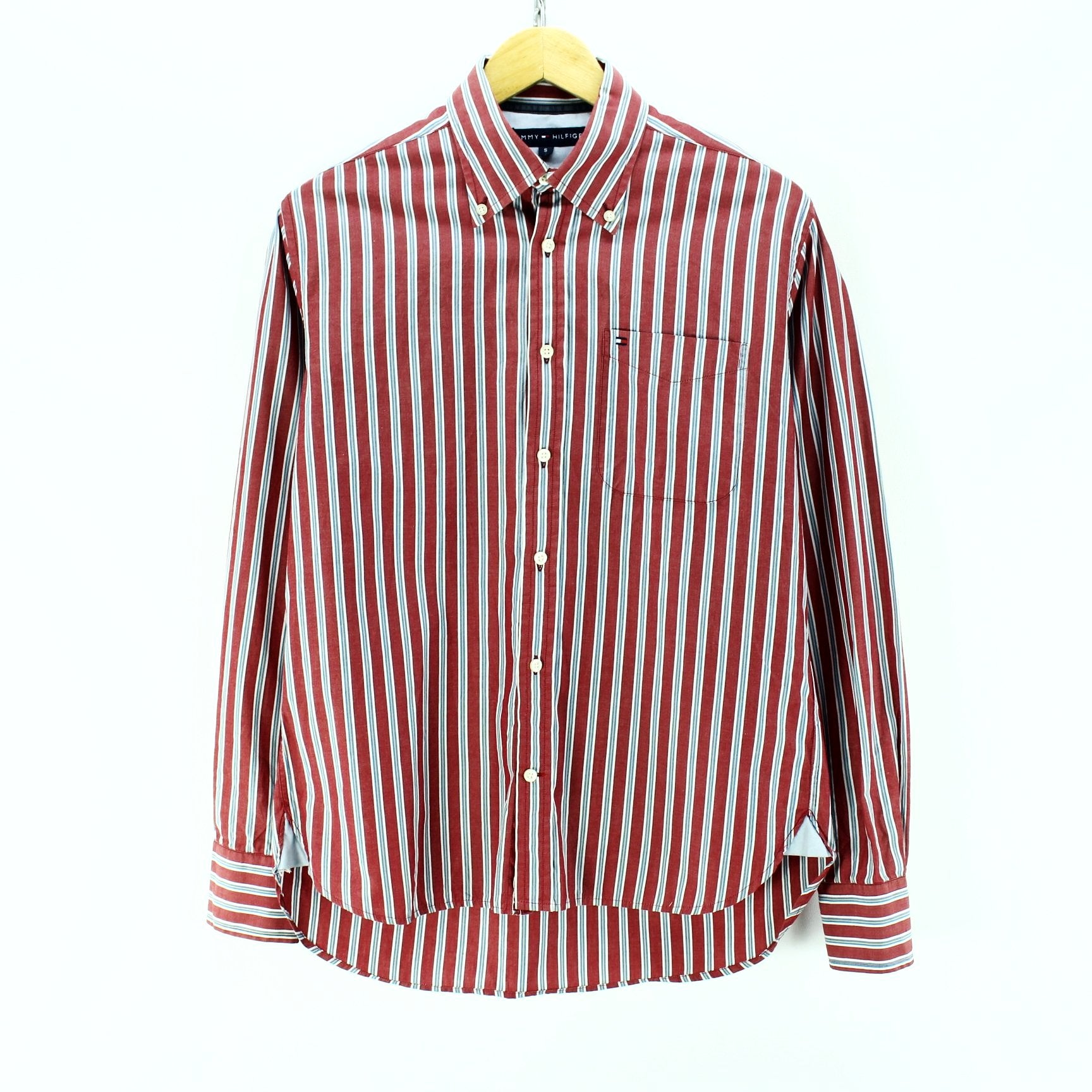 red tommy hilfiger shirt long sleeve