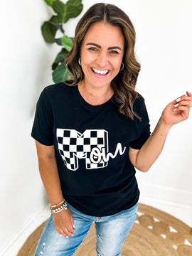 Checkered Mom Tee