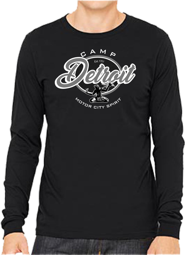 UGP Campus Apparel Detroit Baseball Script - Hometown Pride, Pitcher Long  Sleeve T Shirt - Small - Navy 