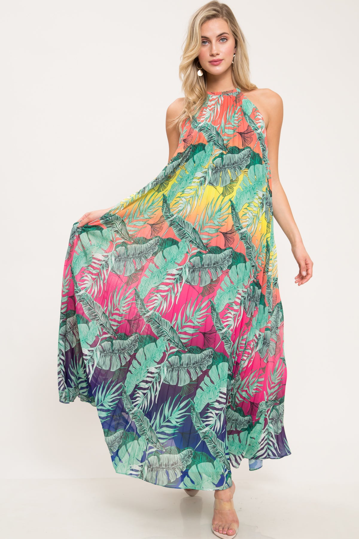 Tropical Heaven Pleated Maxi Dress – Geegeebae