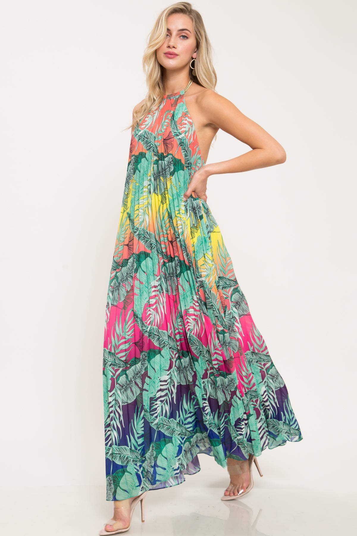 Tropical Heaven Pleated Maxi Dress – Geegeebae