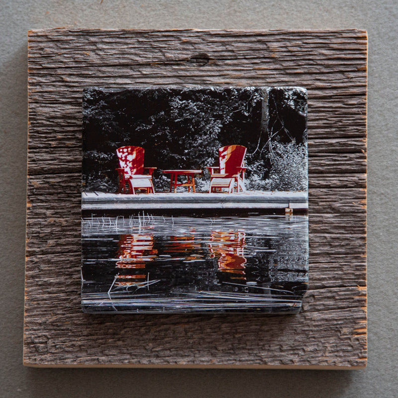 Reflections Of Muskoka - On Barn Board 9940 - Art On Stone product image