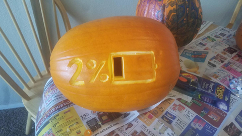2% battery carved pumpkin 