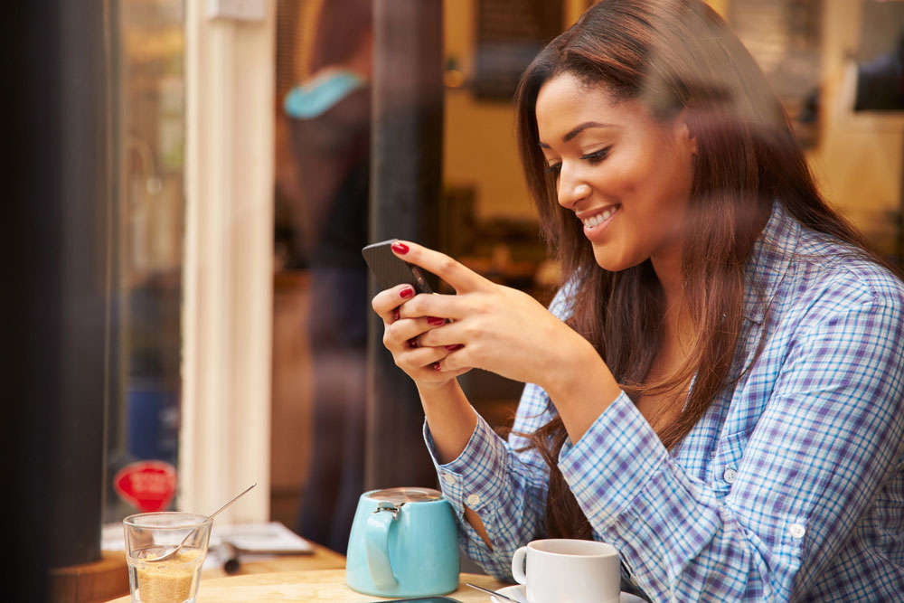 woman checking her notifications