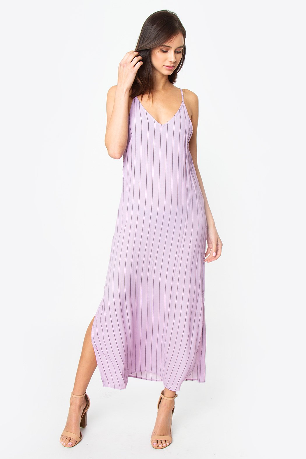 pinstripe maxi dress