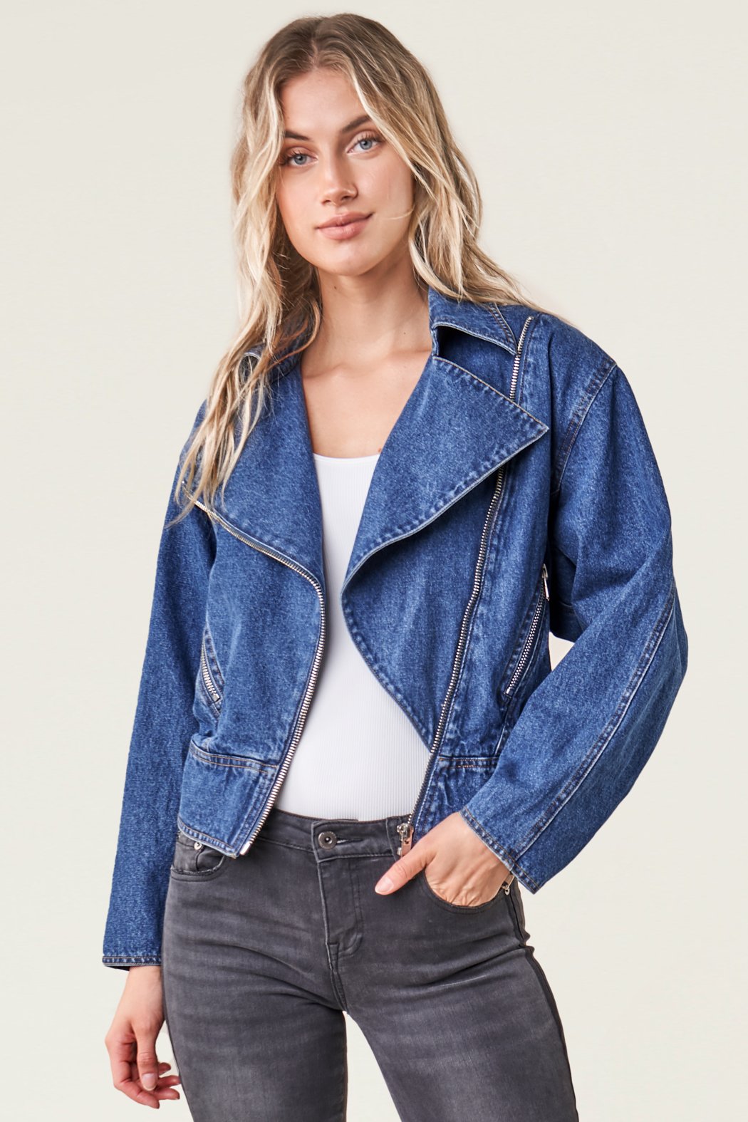 Ready For It Denim Moto Jacket – Sugarlips