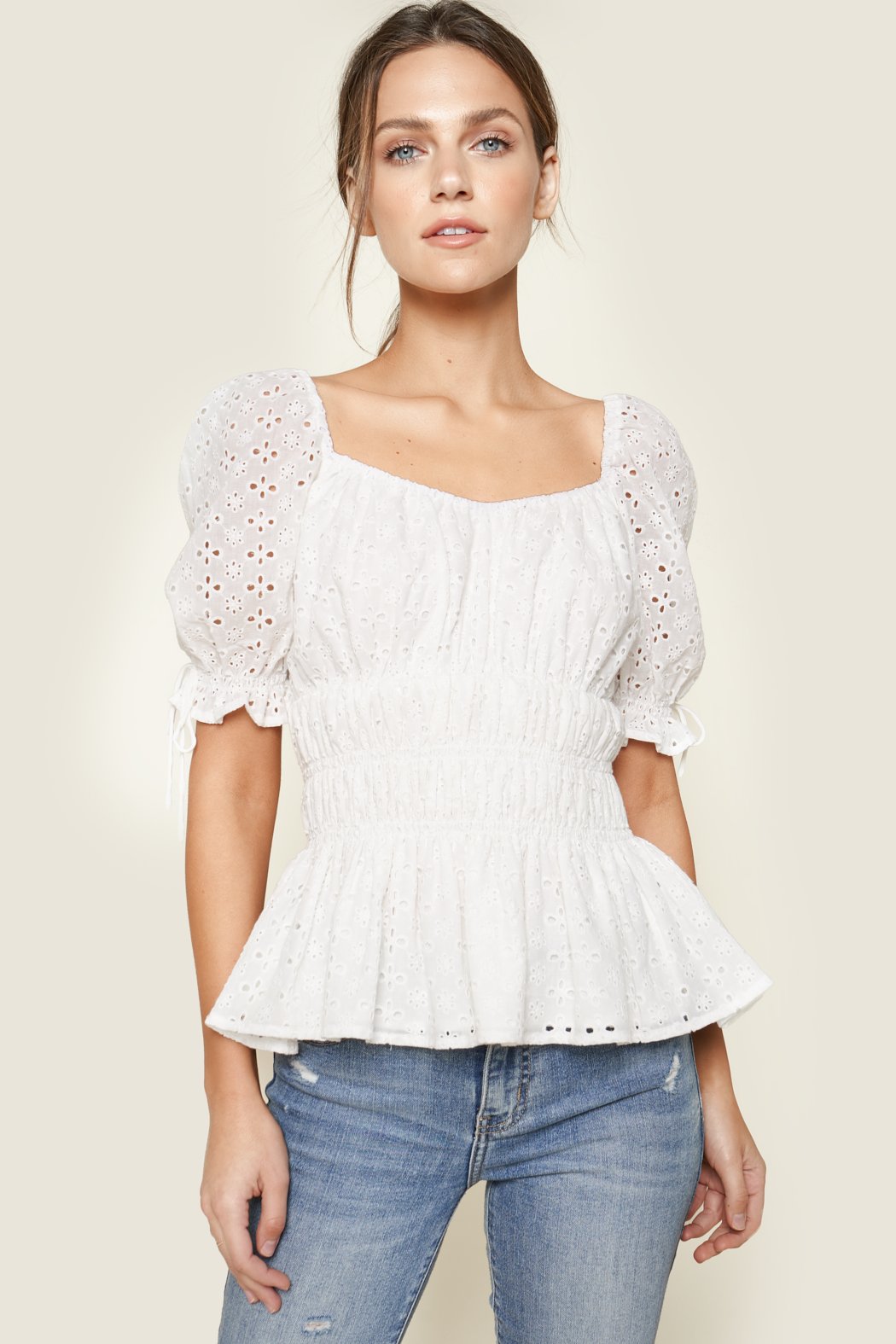 puff sleeve smock top