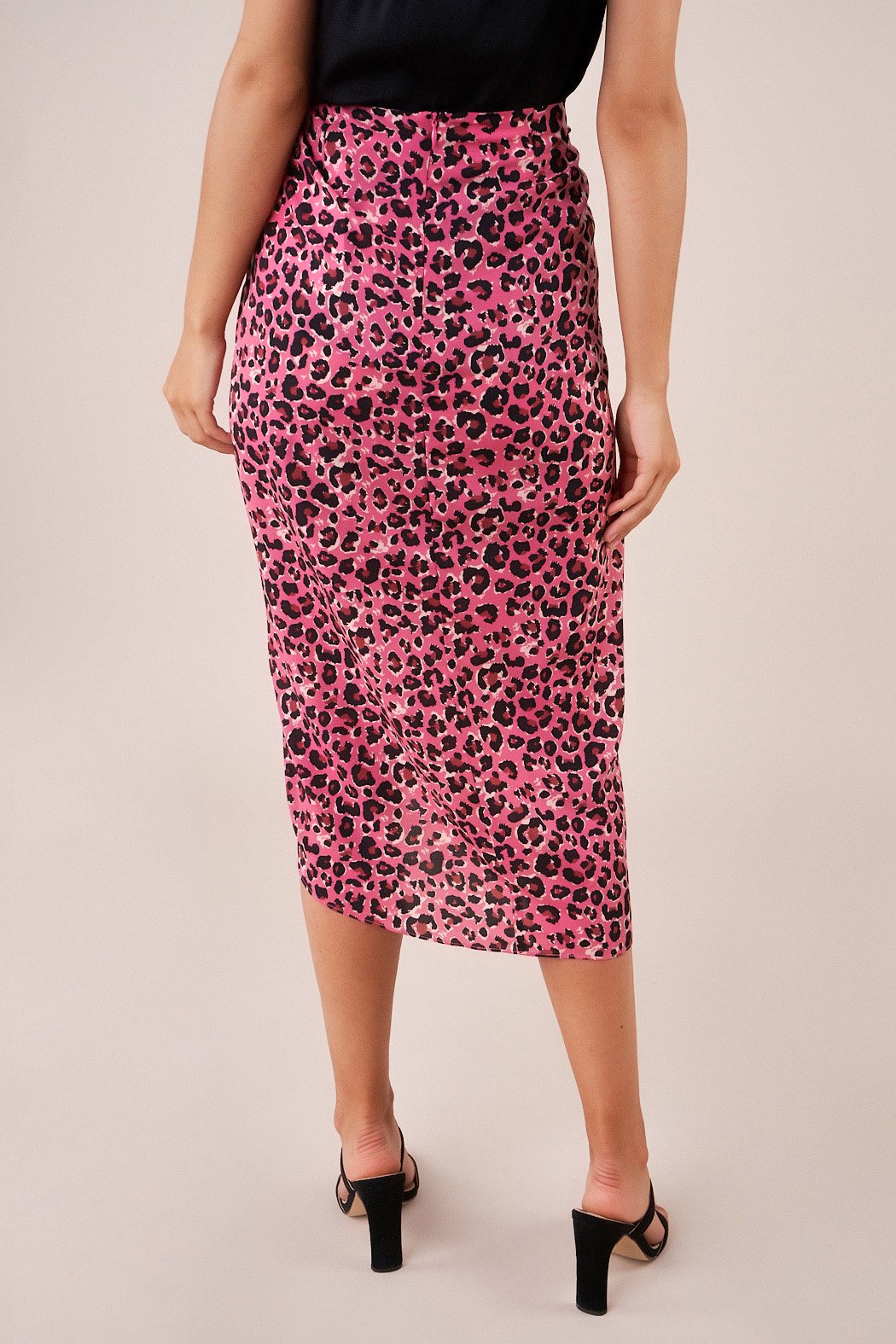 leopard midi skirt pink