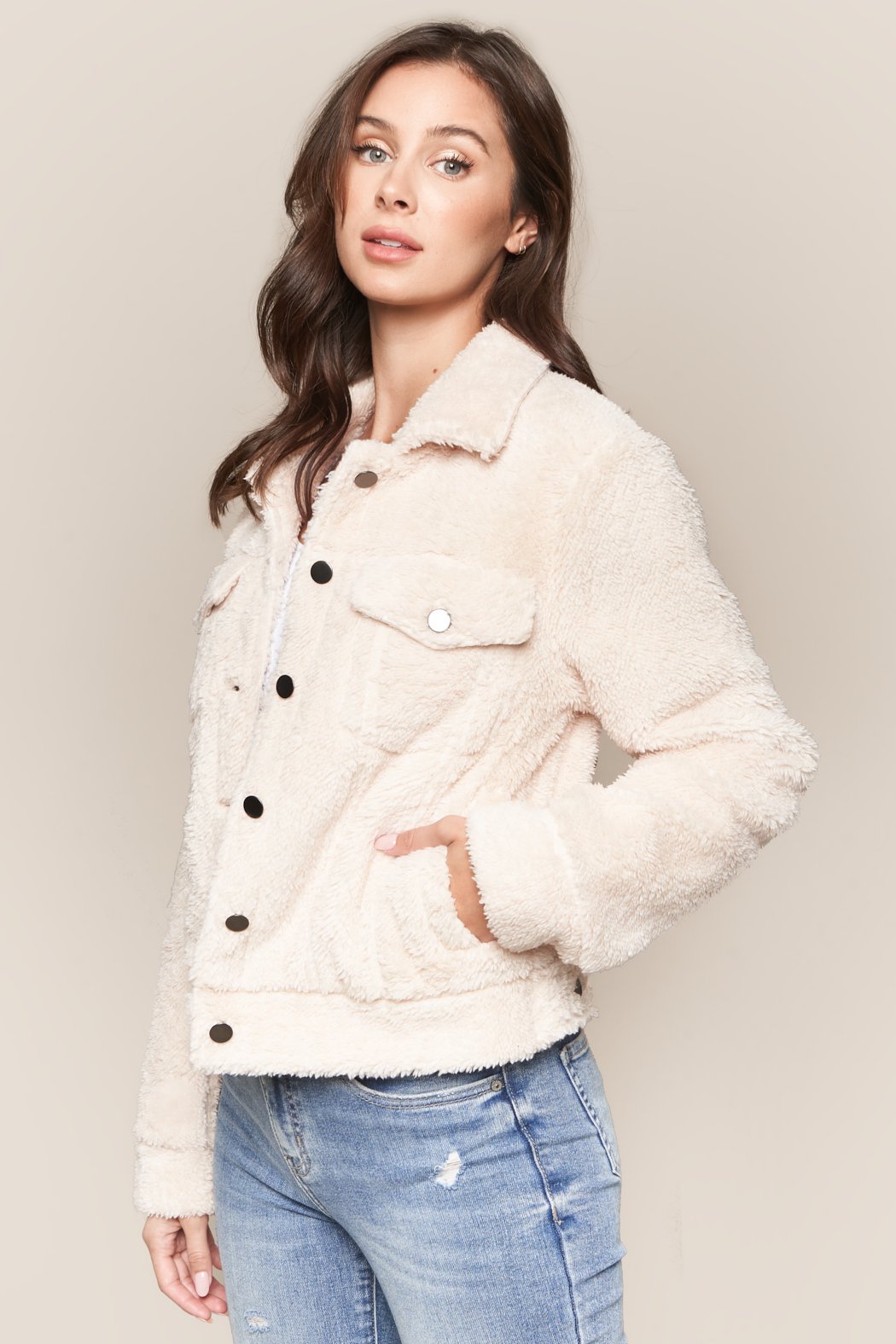 faux shearling trucker jacket