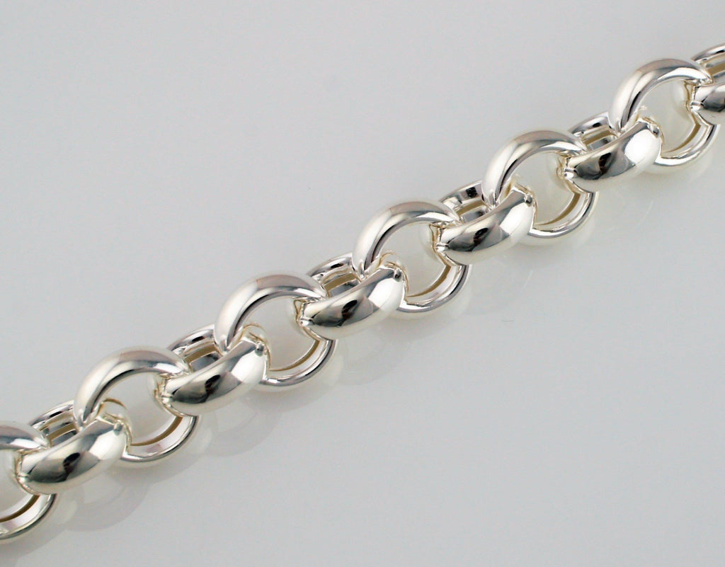 925 Sterling Silver Round Chunky Large Rolo Links Belcher Bracelet 8 ...