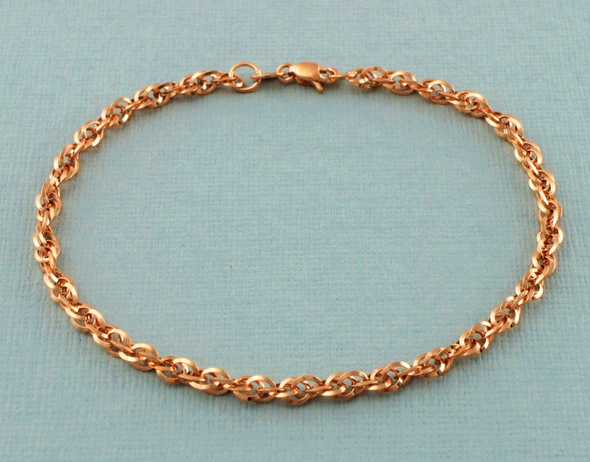 9ct Rose Gold Diamond Cut Prince Of Wales Bracelet 7.5 Inch | Fox Jewellery