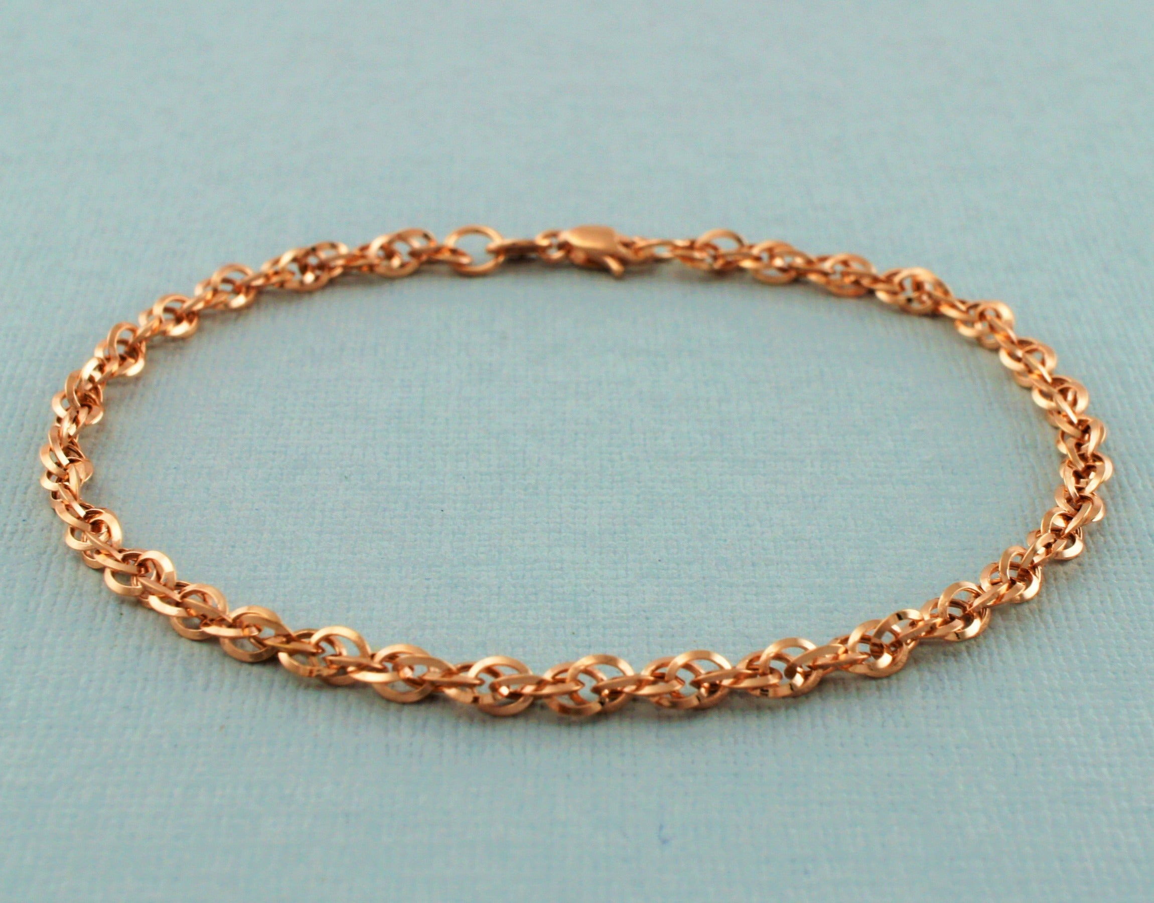 9ct Rose Gold Diamond Cut Prince Of Wales Bracelet 7.5 Inch | Fox Jewellery