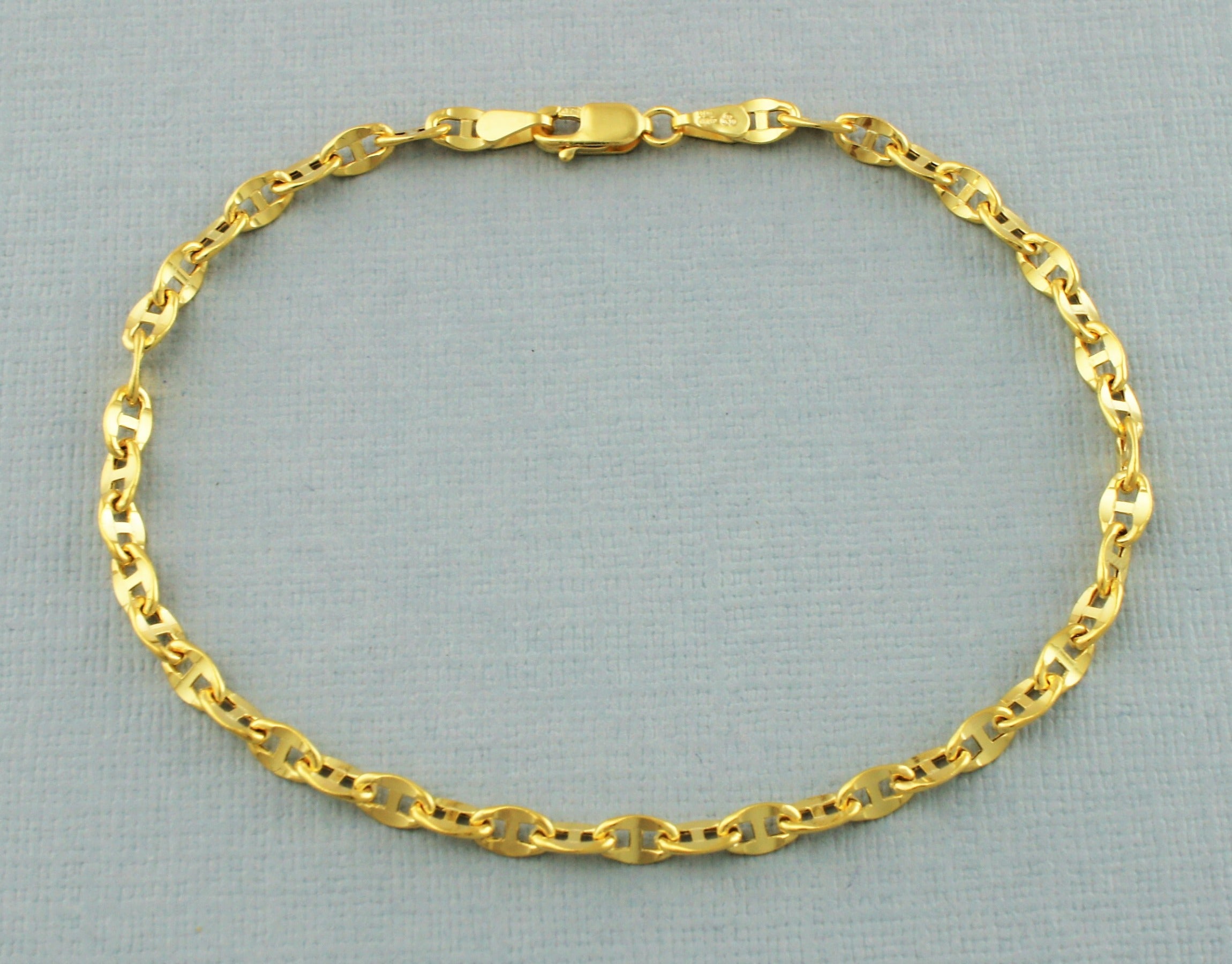 9ct Yellow Gold Mariner Style Anchor Chain Bracelet 19cm / 7.5