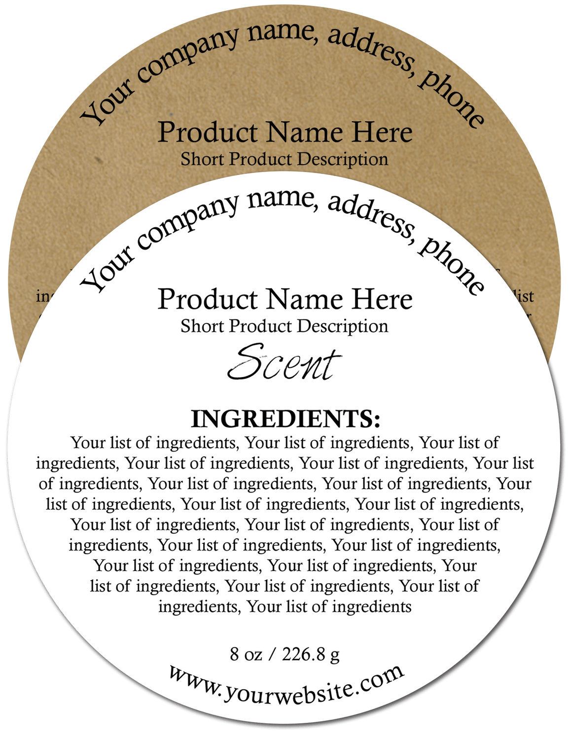 Printable Ingredient Labels