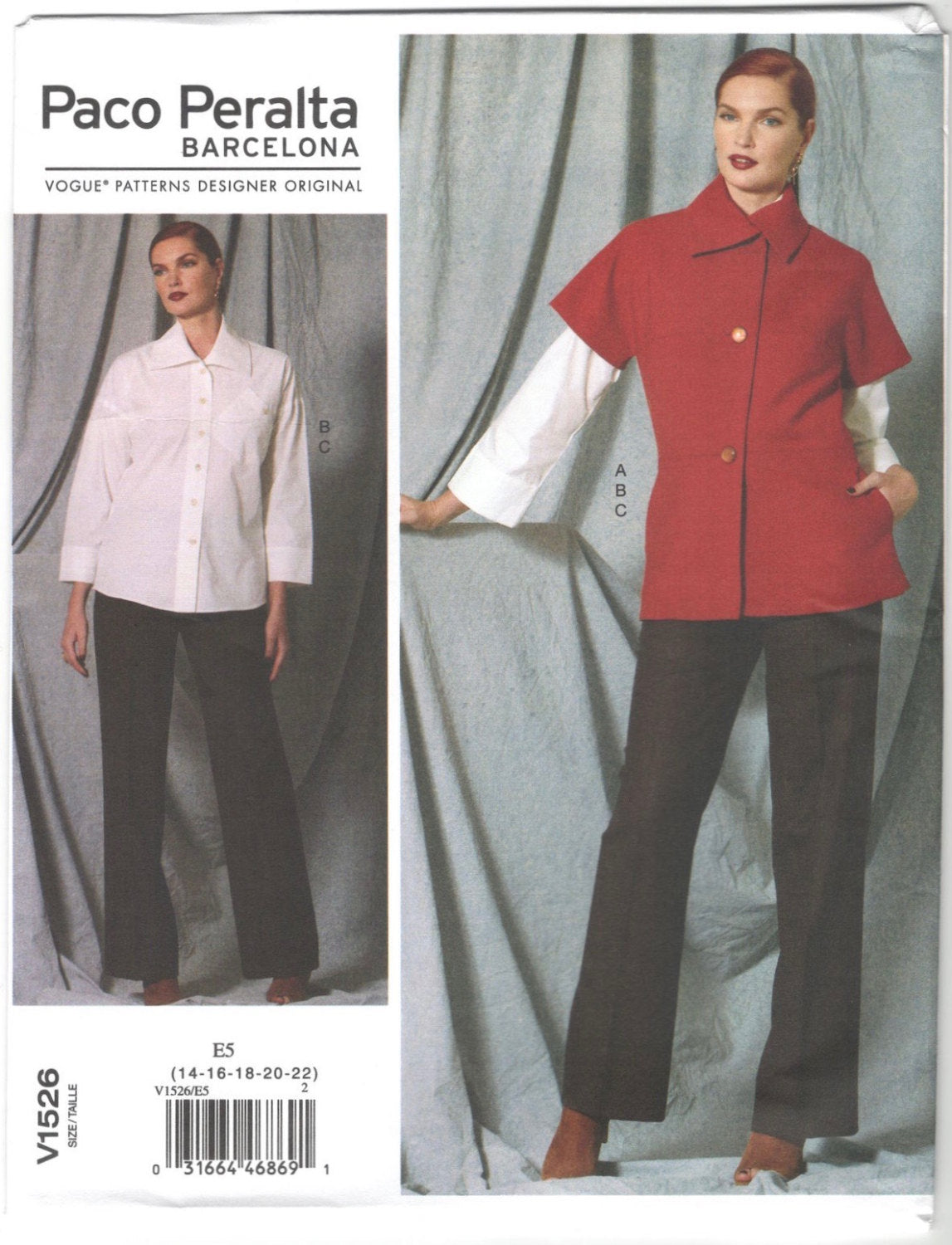 Vogue Patterns 1572 MISSES' SLEEVELESS PEPLUM TOP AND WIDE-LEG PANTS