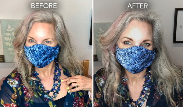 eye makeup before and after with protective face mask - simplebeautyminerals.com