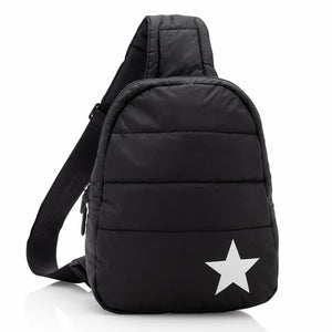 Puffer Crossbody Backpack, Diaper Bag or Purse in Black