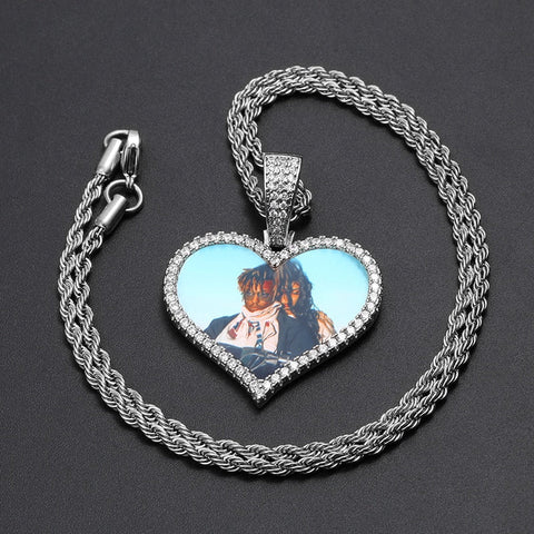 18k Gold Plated Custom Heart Photo Medallion Necklace