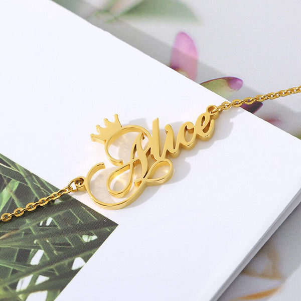 Name Necklace With Crown