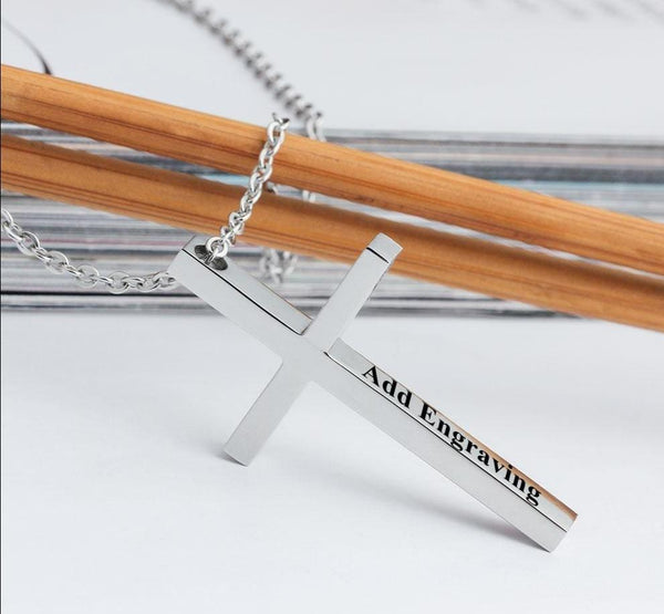 Personalized Men's Cross Necklace- Exclusive Father's Day Gift For Dad- Meaningful Gifts For Grandpa