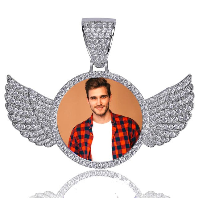 Custom Photo Angel Wing Necklace- Necklace With Picture Inside