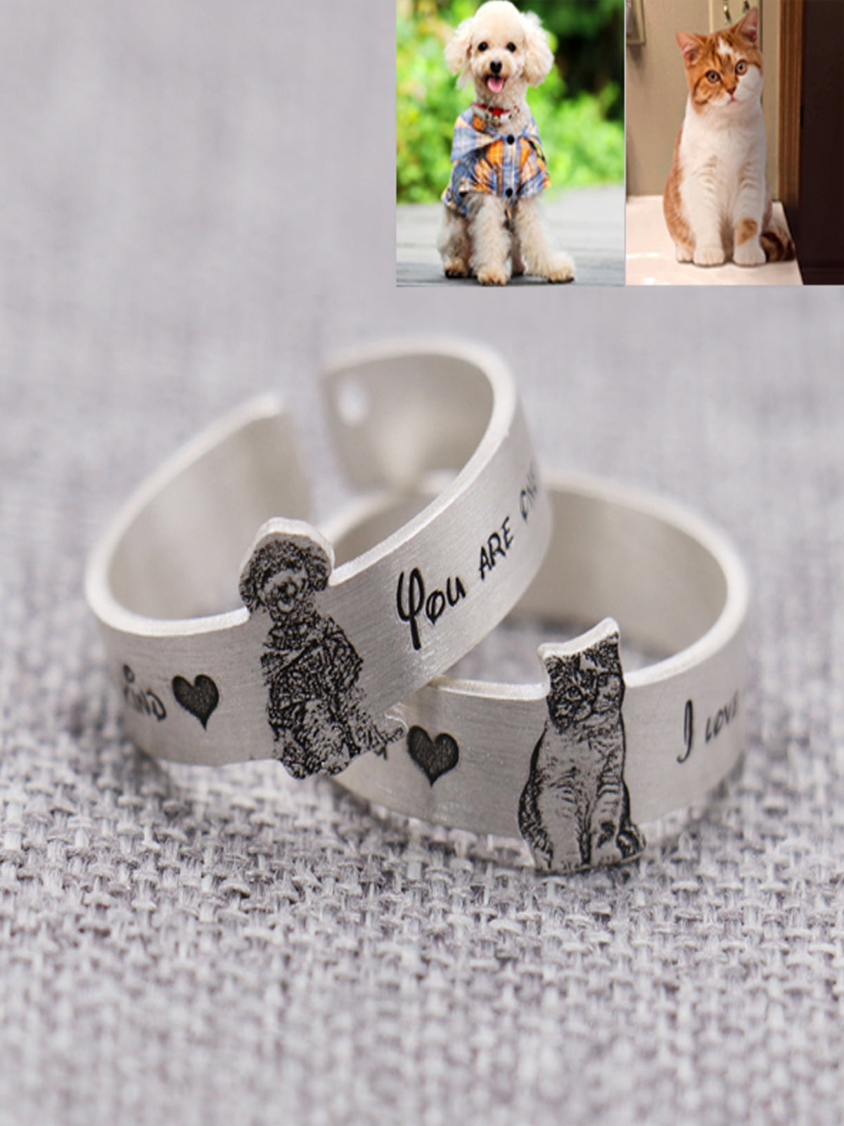 Personalized Pet Ring - Cat Memorial Jewelry Personalized Pet Ring