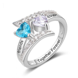 Personalized Engraved Birthstone Ring For Women